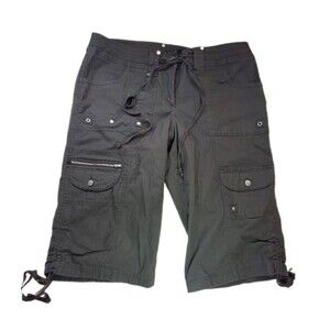 Lane Bryant Sz 14 Longline Cargo Bermuda Shorts Ripstop Green Grey Gorpcore